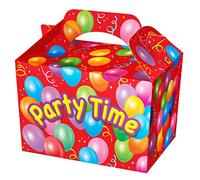 THEMED PARTY BOXES - PACK OF 10 - Children/Kids Party Boxes Carry Food Meal Fun Picnic Birthday Wedding Favour / Baby Shower Party Box Loot Bag (Party Time)