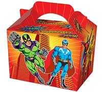 THEMED PARTY BOXES - PACK OF 10 - Children/Kids Party Boxes Carry Food Meal Fun Picnic Birthday Wedding Favour/Baby Shower Party Box Loot Bag (Super Hero)