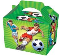 THEMED PARTY BOXES - PACK OF 10 - Children/Kids Party Boxes Carry Food Meal Fun Picnic Birthday Wedding Favour / Baby Shower Party Box Loot Bag (Football)