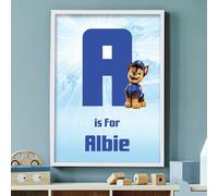 Themed Paw Patrol Print - Chase Letter and Name Personalised Poster Wall Art (21cm x 29.7cm - A4)