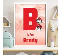 Themed Paw Patrol Print - Marshall Letter and Name Personalised Poster Wall Art (29.7cm x 42cm - A3)