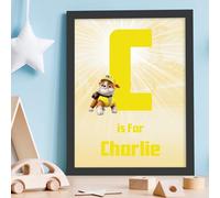 Themed Paw Patrol Print - Rubble Letter and Name Personalised Poster Wall Art (21cm x 29.7cm - A4)