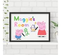 Themed Peppa Pig Print - Peppa and George Drawing Personalised Name Poster Wall Art (21cm x 29.7cm - A4)