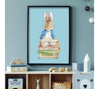 Themed Peter Rabbit Print - Peter Sitting on Books Nursery Wall Art (A3-29.7cm x 42cm)