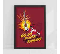 Themed Power Rangers Print - Go Go Power Rangers Red Poster Wall Art (21cm x 29.7cm - A4)