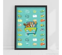 Themed Scooby-Doo Print - The Mystery Machine Repeated Poster Wall Art (21cm x 29.7cm - A4)