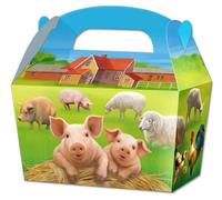 THEMED SNACK BOXES - PACK OF 10 - Children/Kids Party Boxes Carry Food Meal Fun Picnic Birthday Wedding Favour / Baby Shower Party Box Loot Bag (Farm)