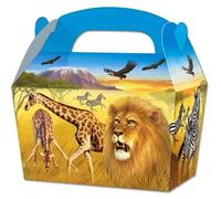 THEMED SNACK BOXES - PACK OF 10 - Children/Kids Party Boxes Carry Food Meal Fun Picnic Birthday Wedding Favour/Baby Shower Party Box Loot Bag (Jungle)