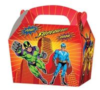 THEMED SNACK BOXES - PACK OF 10 - Children/Kids Party Boxes Carry Food Meal Fun Picnic Birthday Wedding Favour/Baby Shower Party Box Loot Bag (Super Hero)