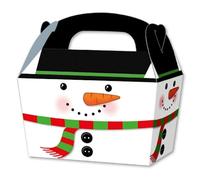 THEMED SNACK BOXES - PACK OF 10 - Children/Kids Party Boxes Carry Food Meal Fun Picnic Birthday Wedding Favour / Baby Shower Party Box Loot Bag (Snowman)