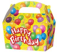 THEMED SNACK BOXES - PACK OF 10 - Children/Kids Party Boxes Carry Food Meal Fun Picnic Birthday Wedding Favour / Baby Shower Party Box Loot Bag (Happy Birthday)