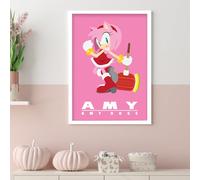 Themed Sonic The Hedgehog Print - Amy Colour Block Poster Wall Art (21cm x 29.7cm - A4)