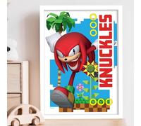 Themed Sonic The Hedgehog Print - Knuckles Green Hill Zone Graphic Poster Wall Art (21cm x 29.7cm - A4)