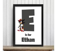 Themed Sonic The Hedgehog Print - Shadow Letter And Name Poster Wall Art (42cm x 59.4cm - A2)