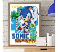 Themed Sonic The Hedgehog Print - Sonic Green Hill Zone Graphic Poster Wall Art (21cm x 29.7cm - A4)