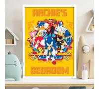 Themed Sonic The Hedgehog Print - Sonic Group Hexagon Personalised Poster Wall Art (42cm x 59.4cm - A2)