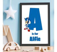 Themed Sonic The Hedgehog Print - Sonic Letter And Name Personalised Poster Wall Art (42cm x 59.4cm - A2)