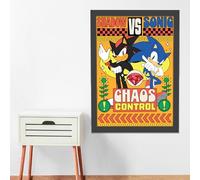 Themed Sonic The Hedgehog Print - Sonic vs Shadow Chaos Control Poster Wall Art (21cm x 29.7cm - A4)
