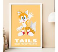 Themed Sonic The Hedgehog Print - Tails Colour Block Poster Wall Art (29.7cm x 42cm - A3)