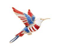 Themed US Flag Themed Hummingbird Brooch Jewelry Gift Great for Independence Day and National Celebrations Patriotic Lapel Pin