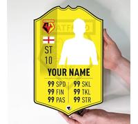Themed Watford Gift Personalised Football Stats Card Customised Football Present Make Your Own (48cm x 30cm)