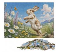 Themed Wood Puzzle, Adults, Pixel Art Jumping Rabbit, 1000 Pieces | Border-first building - a simple way to organise the image over several sessions.
