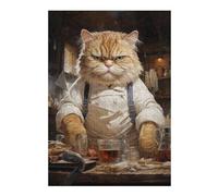 Themed Wooden Jigsaw Puzzle for Adults, Big Fat Chef Cook Cat, 300 PCS