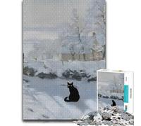 Themed Wooden Jigsaw Puzzle for Adults, Cat Monet The Magpie, 300 PCS