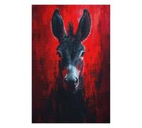 Themed Wooden Jigsaw Puzzle for Adults, Donkey Portrait in Red, 1000 PCS