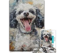 Themed Wooden Jigsaw Puzzle for Adults, Happy Poodle Painting, 1000 PCS