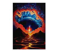 Themed Wooden Jigsaw Puzzle for Adults, Lava Flowing Through Mountains, 300 PCS