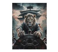 Themed Wooden Jigsaw Puzzle for Adults, Lion Captain at The Helm, 500 PCS