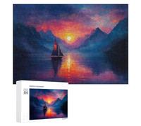 Themed Wooden Jigsaw Puzzle for Adults, Lonely Sailor Sunset, 300 PCS