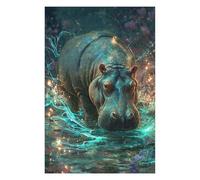 Themed Wooden Jigsaw Puzzle for Adults, Magical Hippo Pond, 1000 PCS