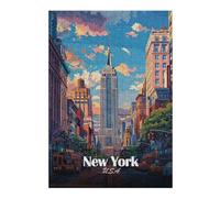 Themed Wooden Jigsaw Puzzle for Adults, New York Cityscape with Empire State, 300 PCS