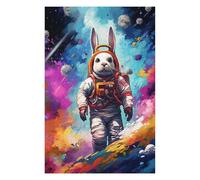 Themed Wooden Jigsaw Puzzle for Adults, Space Bunny Adventure -3, 1000 PCS