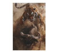 Themed Wooden Jigsaw Puzzle for Adults, Tiger Attacking Buffalo, 300 PCS