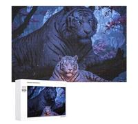 Themed Wooden Jigsaw Puzzle for Adults, Tigers Floral Forest, 1000 PCS
