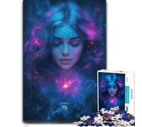 Themed Wooden Jigsaw Puzzle for Adults, Virgo Zodiac Sign Art, 300 PCS