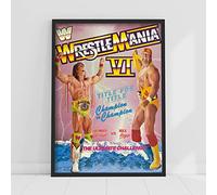 Themed WWE Print - WrestleMania Ultimate Warrior and Hulk Hogan Poster Wrestling Wall Art (A4-21cm x 29.7cm)