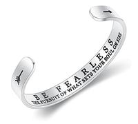 THEMEROL Inspirational Cuff Bangle Bracelet for Women Personalized Stainless Steel Mantra Quote Engraved Motivational Bracelet Jewelry Gift with Hidden Message for Women Teen Girls Her