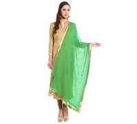 themilestocks TMS Woman's Embroidered Chiffon Dupatta Scarf Shawl Wrap Soft Indian Bridal Wedding, Green, 90 Inches X 32 Inches || 228 cm X 81cm