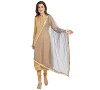 themilestocks Woman's Embellished Net Dupatta Scarf Shawl Wrap Soft Indian Bridal Wedding, Grey, 87 Inches X 44 Inches || 220 cm X 112cm