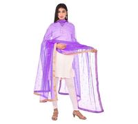 themilestocks Woman's Embellished Net Dupatta Scarf Shawl Wrap Soft Indian Bridal Wedding, Medium Purple, 87 Inches X 44 Inches || 220 cm X 112cm