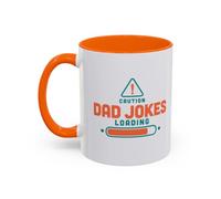 TheMugVault Caution Dad Jokes Loading Ceramic Coffee Mug, Orange