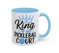 TheMugVault Funny Pickleball Mug, King of the Pickleball Court, Pickleball Player Coffee Cup, Pickleball Lover Gift for Him, Dad Husband Boyfriend Sports Gift, Baby Blue 11oz, Mug