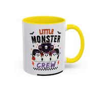 TheMugVault Little Monster Crew Halloween Coffee Mug, Yellow Handle