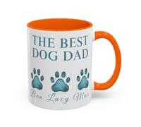 TheMugVault Personalised Dog Dad Mug - Custom Name Coffee Mug for Doggy Owners - Best Dog Dad Gift - Personalised Pet Paw Print Mug - Pet Lover Gift for Dad (Orange 11oz, Mug)