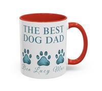 TheMugVault Personalised Dog Dad Mug - Custom Name Coffee Mug for Doggy Owners - Best Dog Dad Gift - Personalised Pet Paw Print Mug - Pet Lover Gift for Dad (Red 11oz, Mug)