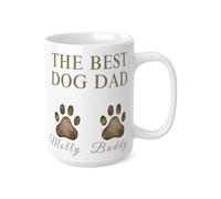 TheMugVault Personalised Dog Dad Mug - Custom Name Coffee Mug for Doggy Owners - Best Dog Dad Gift - Personalised Pet Paw Print Mug - Pet Lover Gift for Dad (White 15oz, Mug)